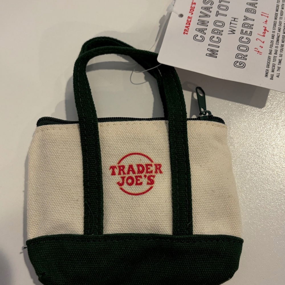 Trader Joe's Canvas Micro Tote with Grocery Bag  - Blue  NWT